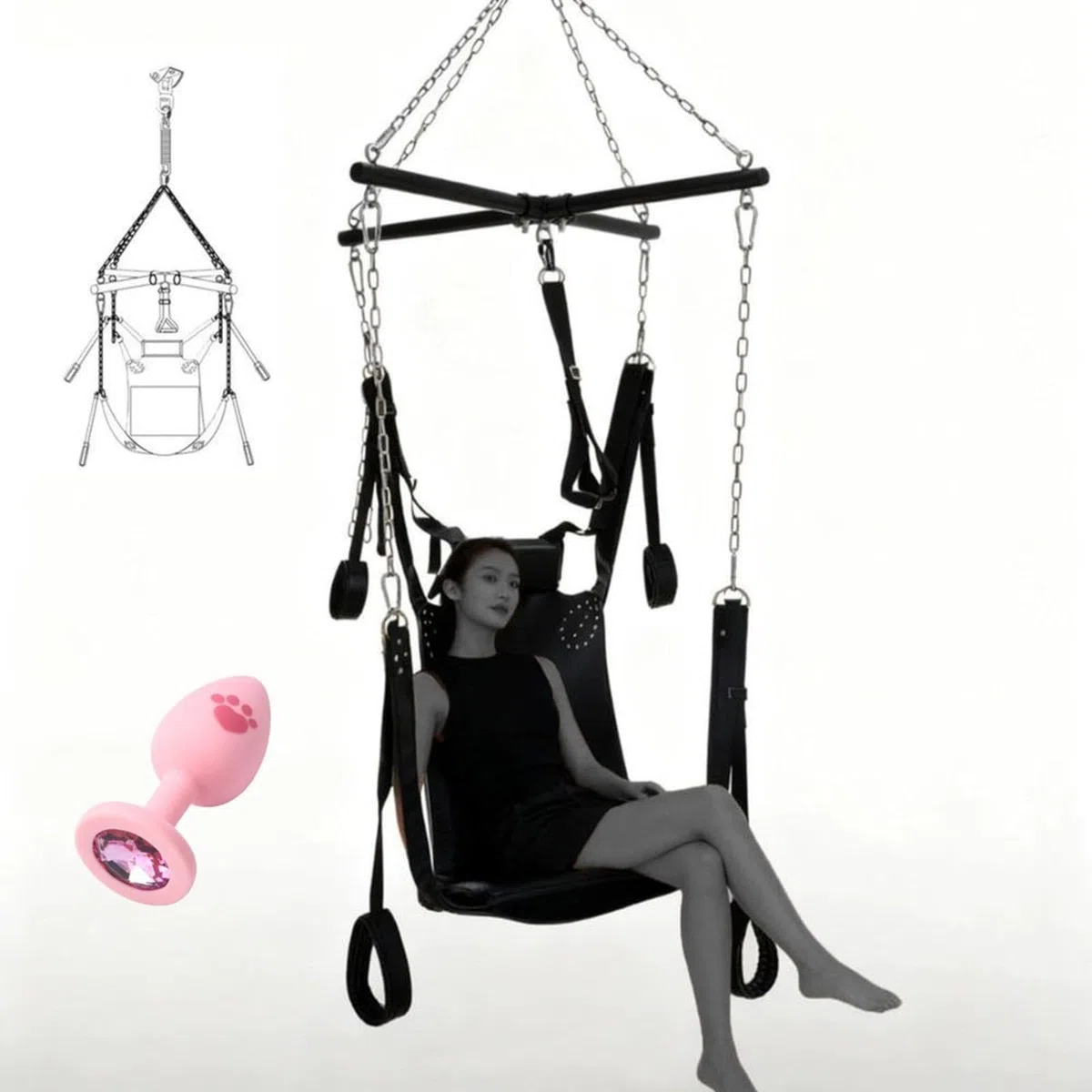 Balancoire Sexuelle Pour Couple Plafond Suspendue Adulte Érotique Support Balançoire De Porte Portique Interieur Cuir,#6