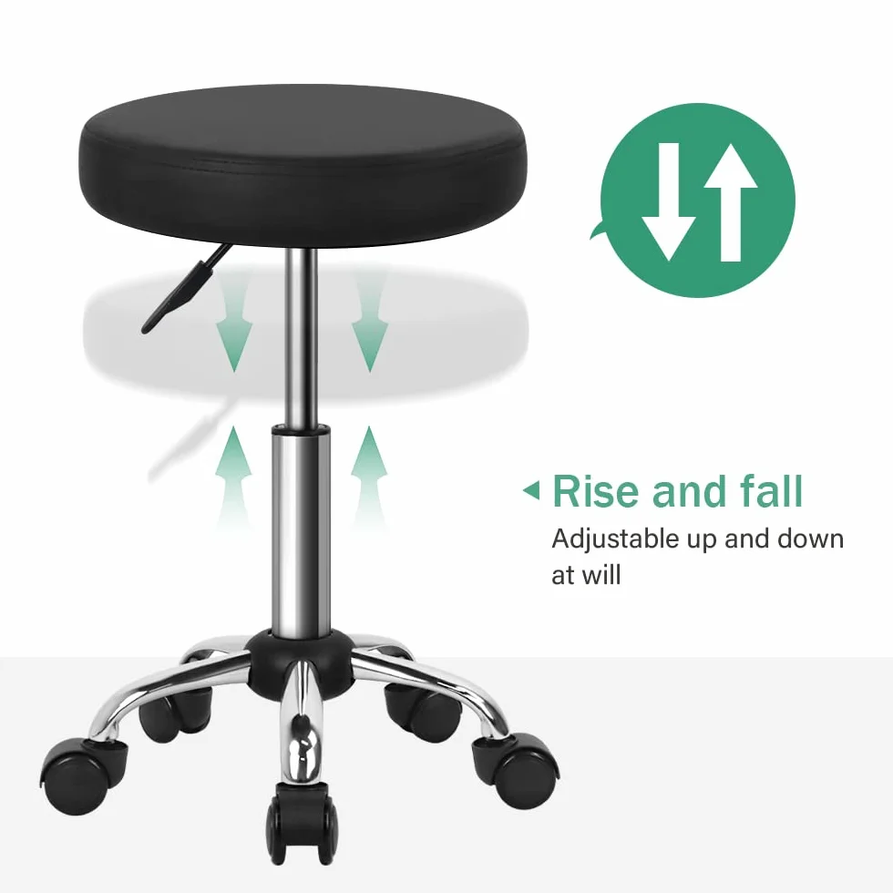 FURWOO Tabouret à roulettes polyvalent avec roulettes pour spa - Tabouret à dessin réglable (noir)