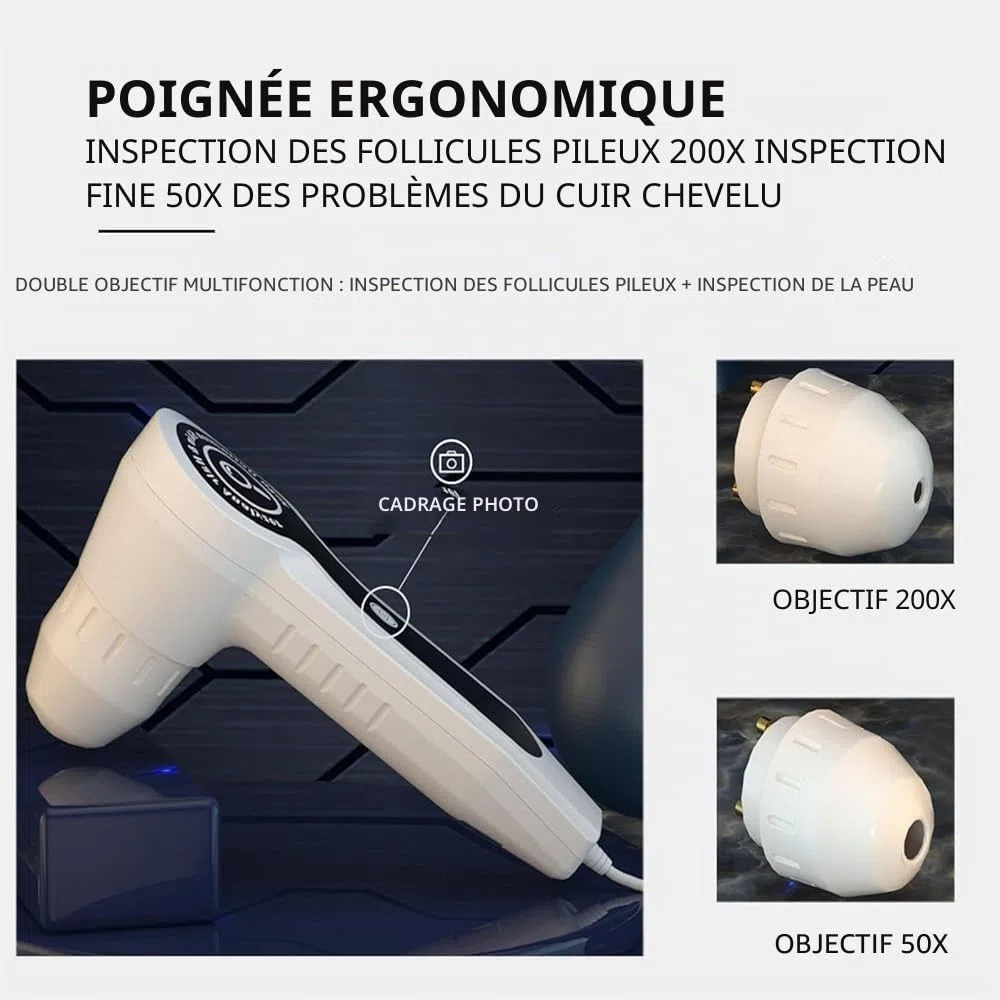 Analyseur de peau et cheveux HD LCD 11 pouces Détecteur follicules 50X/200X pour salon clinique