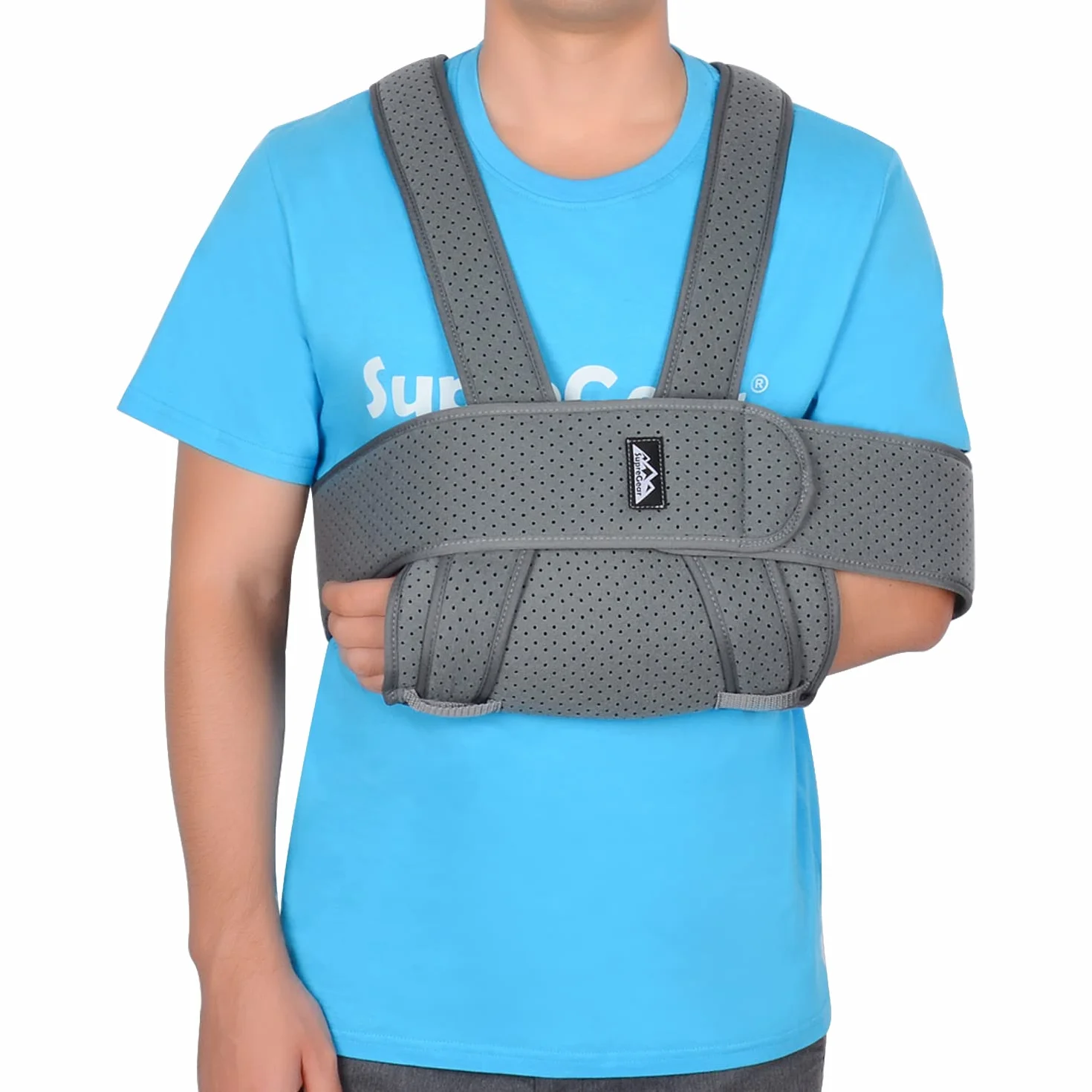 supregear Écharpe de Bras Immobilisateur d'épaule, Réglable Confortable Élingue d'immobilisation pour Bras/Main/Coude, Echarpe de Soutien pour Bras Droit et Bras Gauche - Gris