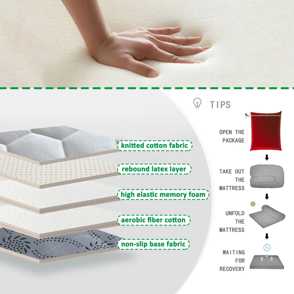 Protection De Table Massage De Station Thermale,Surmatelas en Mousse Mémoire De Forme pour Table Massage,Matelas Beauty Bed avec Trous,Tête Carrée,3 Options D'épaisseur,Gris,70x180cm 6cm