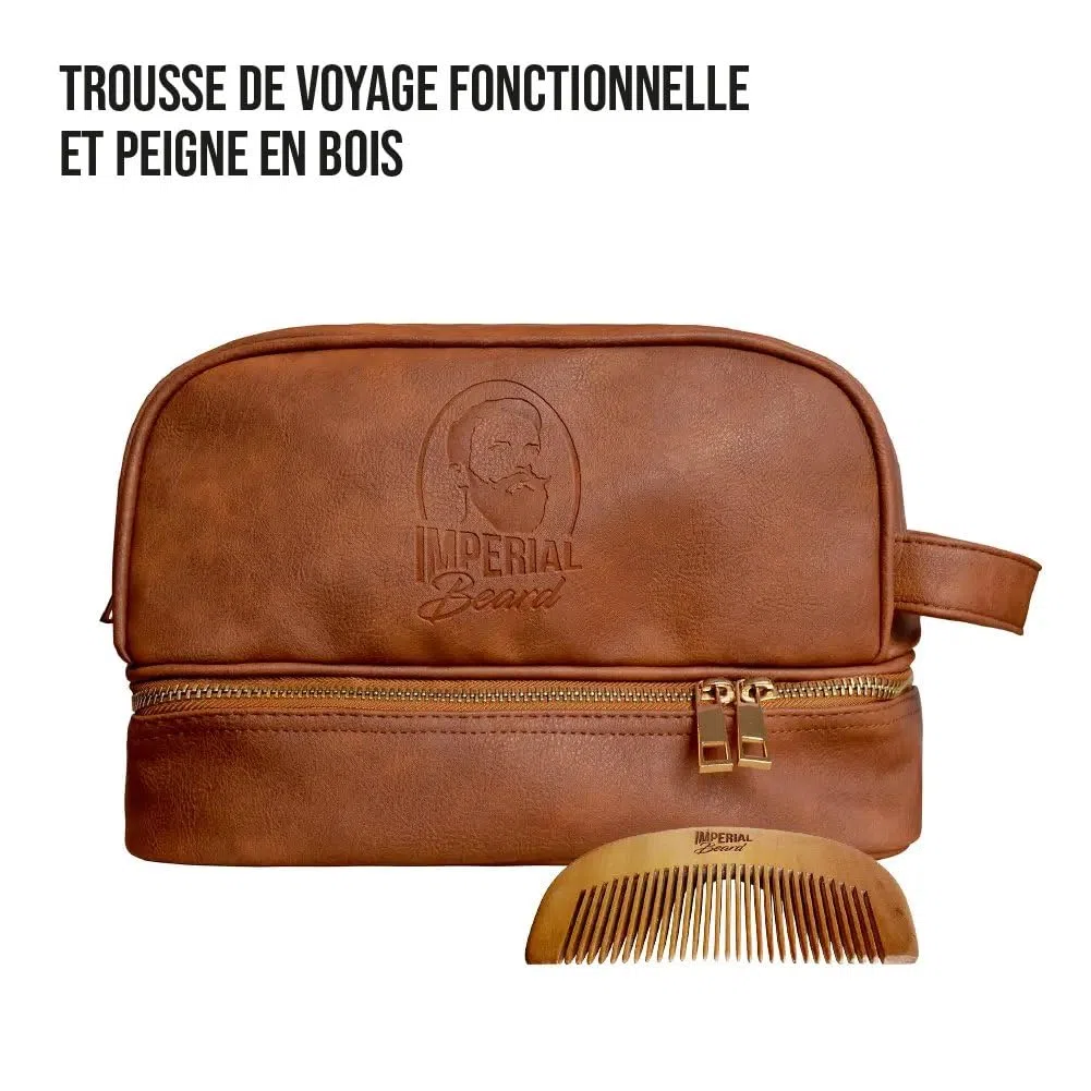 IMPERIAL BEARD Kit Barbe Homme 1 Peigne 1 Shampooing Volume 3 Soins Cadeau Homme Fabrication Française