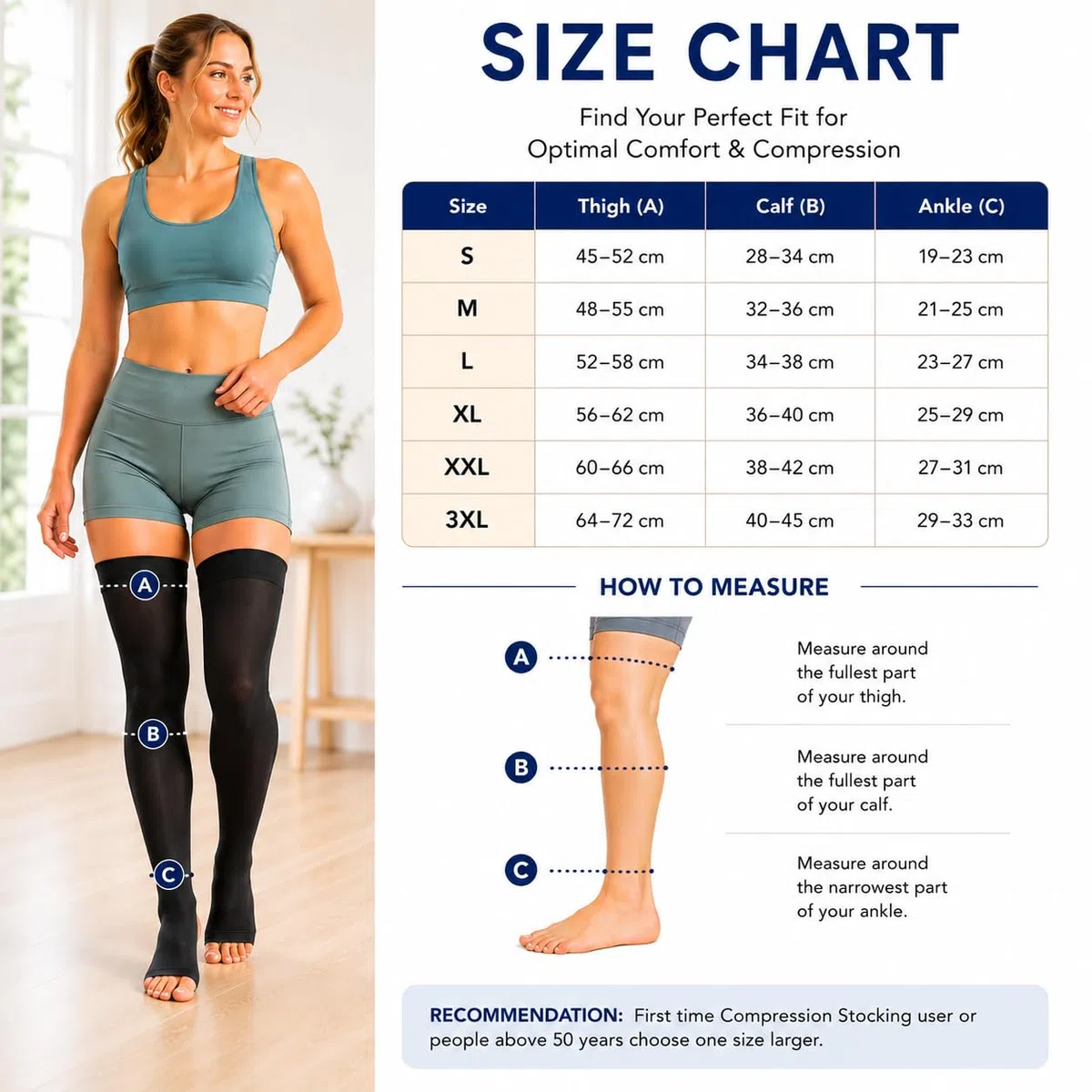 Bas de contention Médicale Classe 2 23-32 mmHG Bout Ouvert GPAR PREMIUM