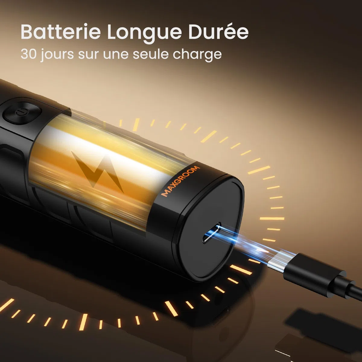 MAXGROOM Tondeuse Corps Homme, 5 en 1 Multifonction Rasoir Électriques Hommes, 7000RPM Tondeuse Partie Intime Professionnelle, 120 Mins d'Autonomie USB-C Rasoir Testicule Kit pour Nez, Jambes