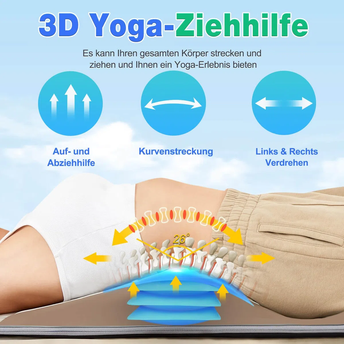 Tapis de massage corps entier 3D étirement lombaire chauffage dos 4 modes 3 intensités