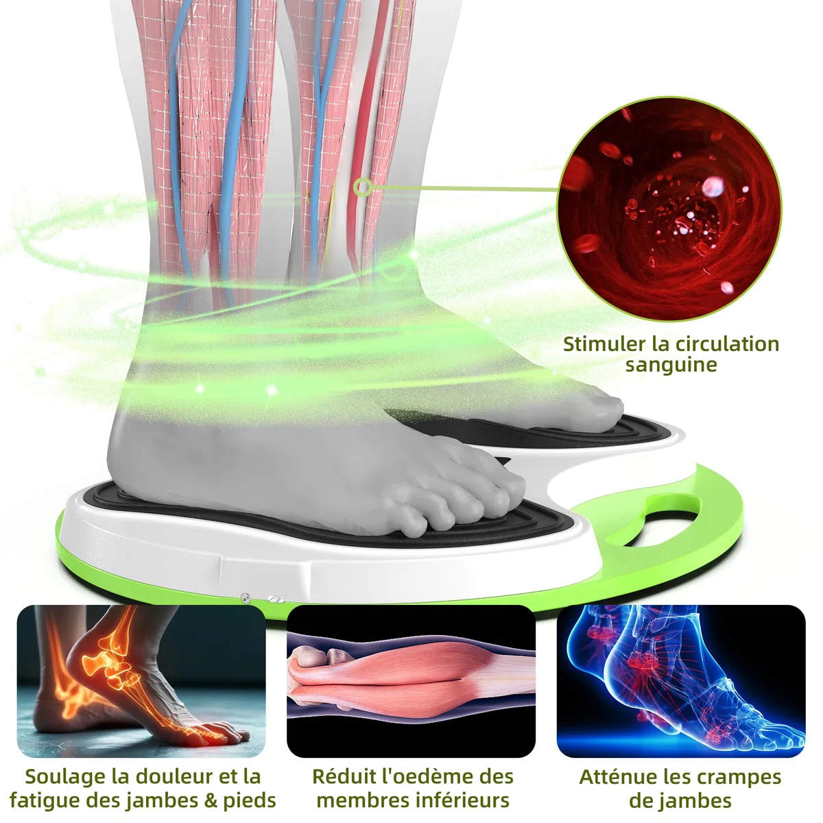 Nouveau 4-en-1 Stimulateur Circulatoire Rechargeable, Appareil Circulation Sanguine Jambes, Massage Pieds Stimulateur Circulatoire, Soulage la Douleur et la Fatigue des Pieds, Cadeau