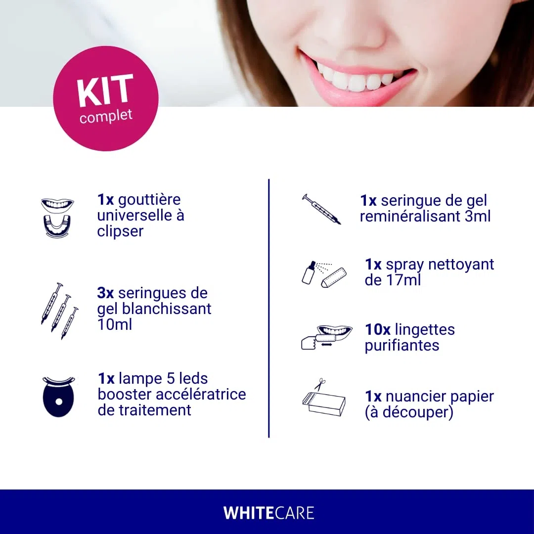 Whitecare Kit blanchiment dentaire professionnel menthe 2-9 teintes