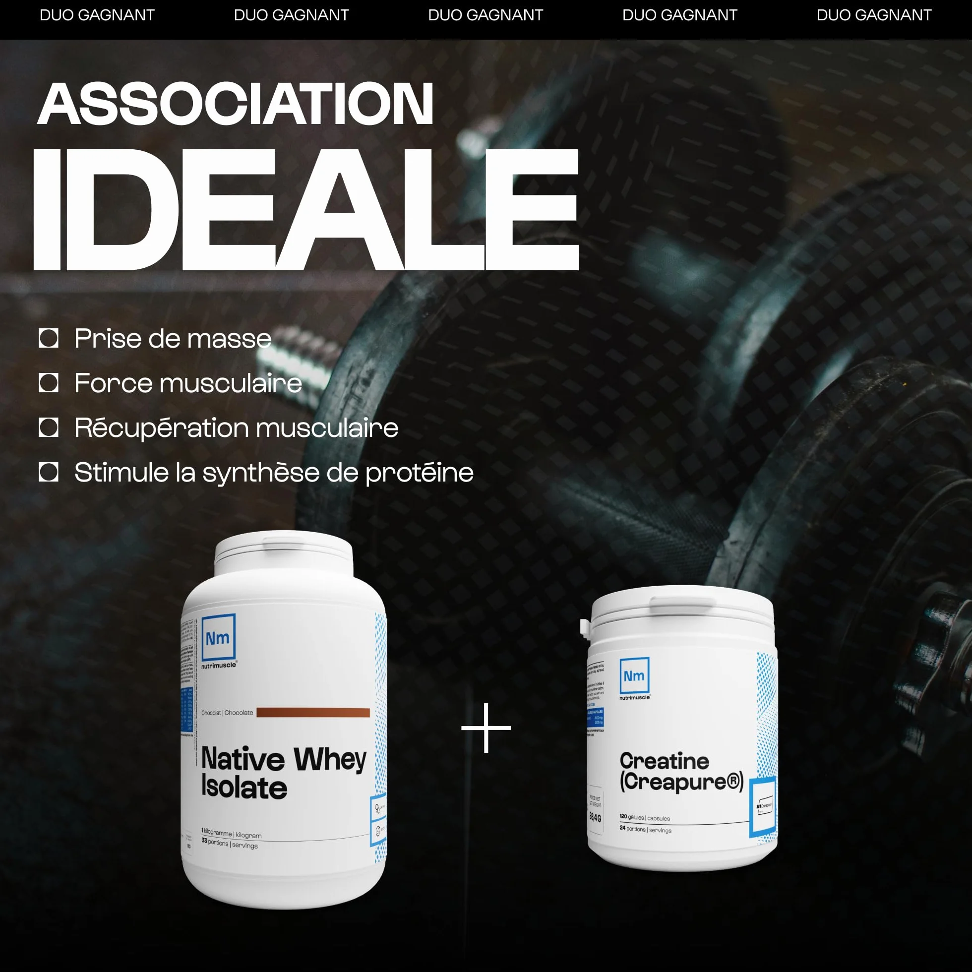 Nutrimuscle Isolat De Whey Native 1kg Vanille Lait Français 85% Protéines Whey Protein Musculation Prise de Masse Musculaire
