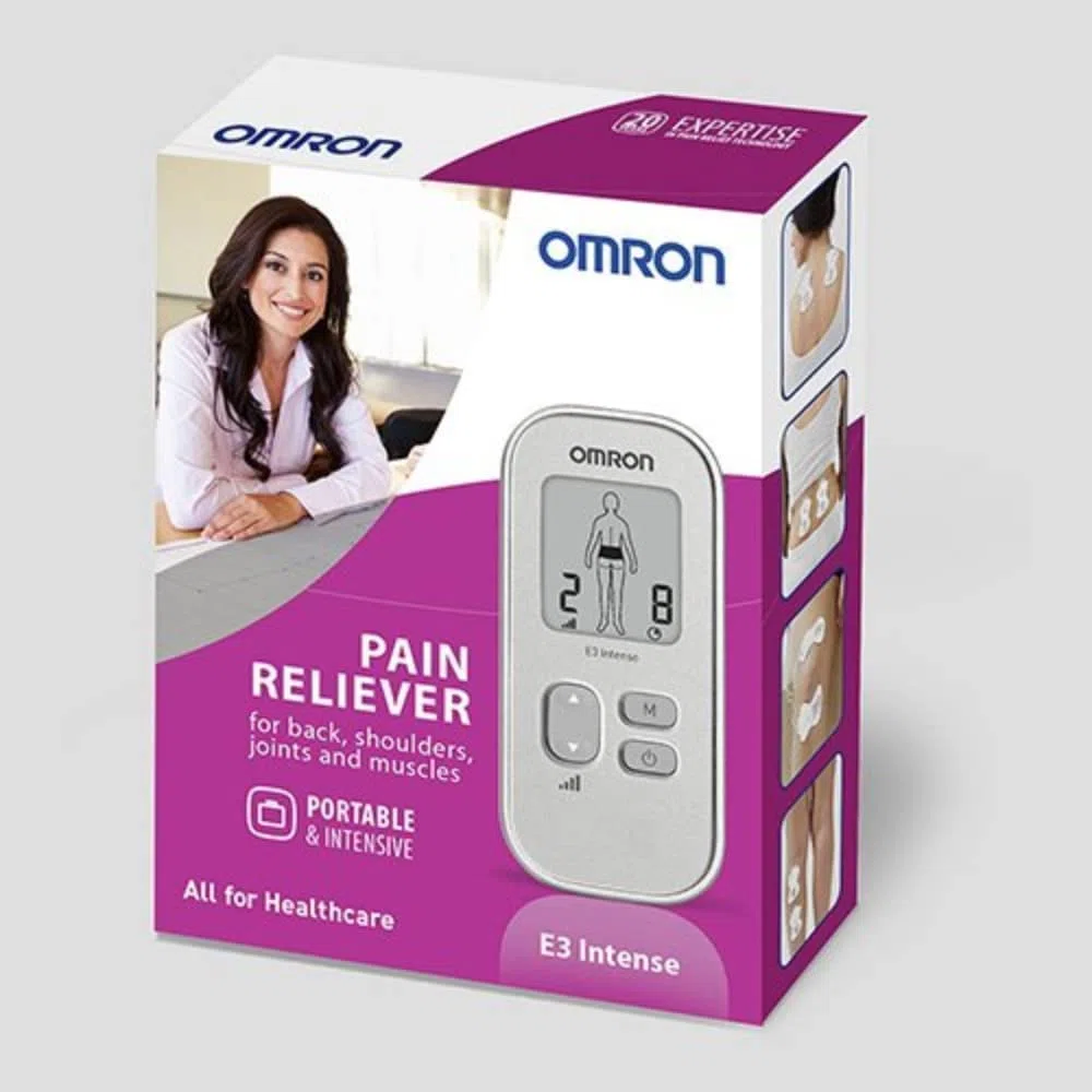 OMRON E3 Intense Appareil Antidouleur Portable TENS – Électrostimulateur Musculaire avec 6 Programmes
