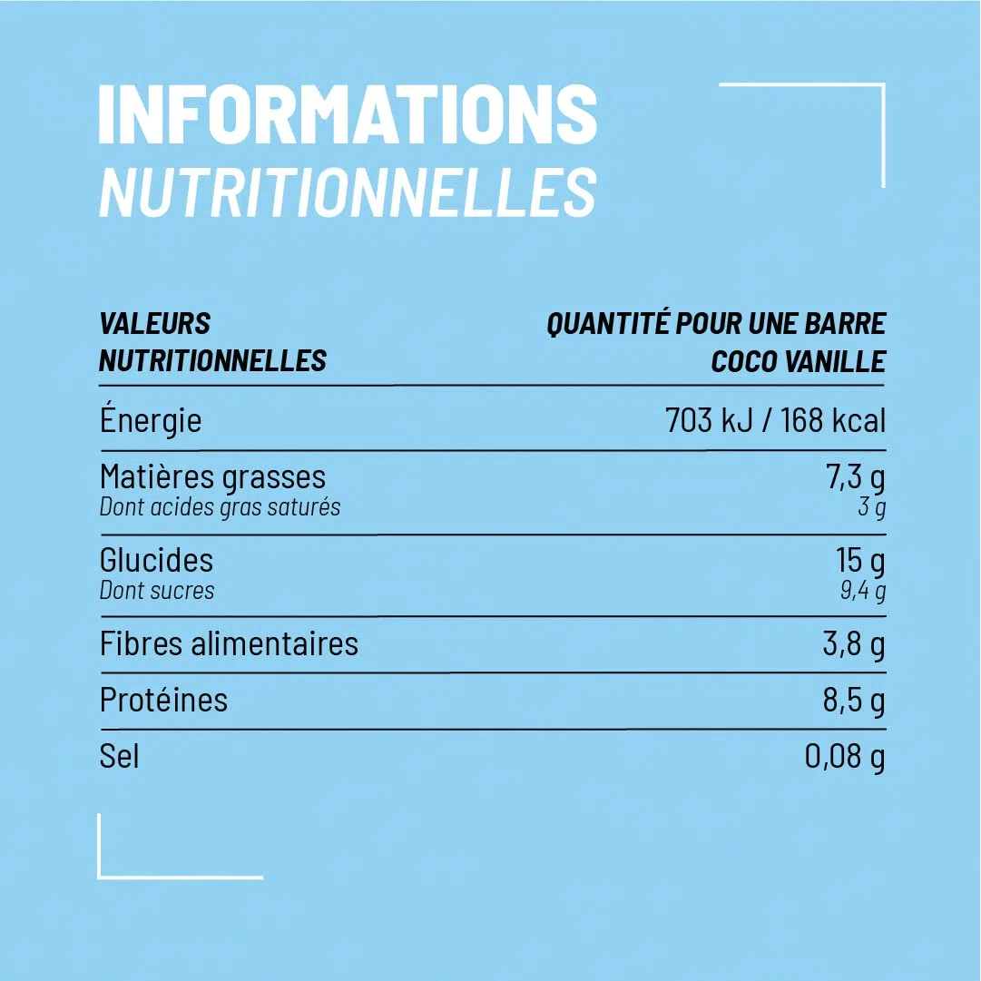 Nutripure | Raw Barre Bio | Barre Protéinée Coco Vanille | Vegan et Bio | Riche en Dattes, Beurre de Cacao et Fruits Secs | Snack Sain et Gourmand Sans Conservateur | Pack de 20 | Fabriqué en France