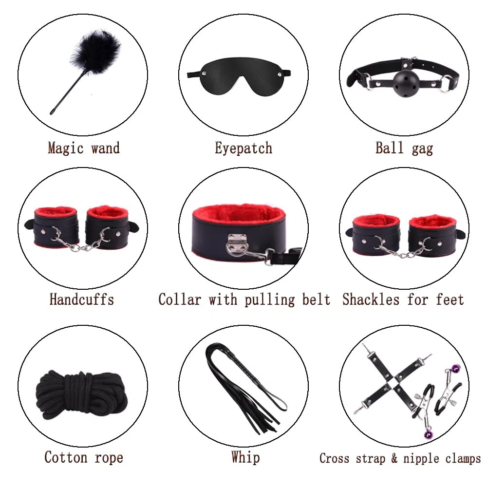 34 Pièces Kits de Bondage, SM Sex Toys Erotiques Set Adultes Toy pour Les Débutants, Érotiques Jouets Sexuels BDSM Anal Plug Menottes Masque Yeux Pour Sextape