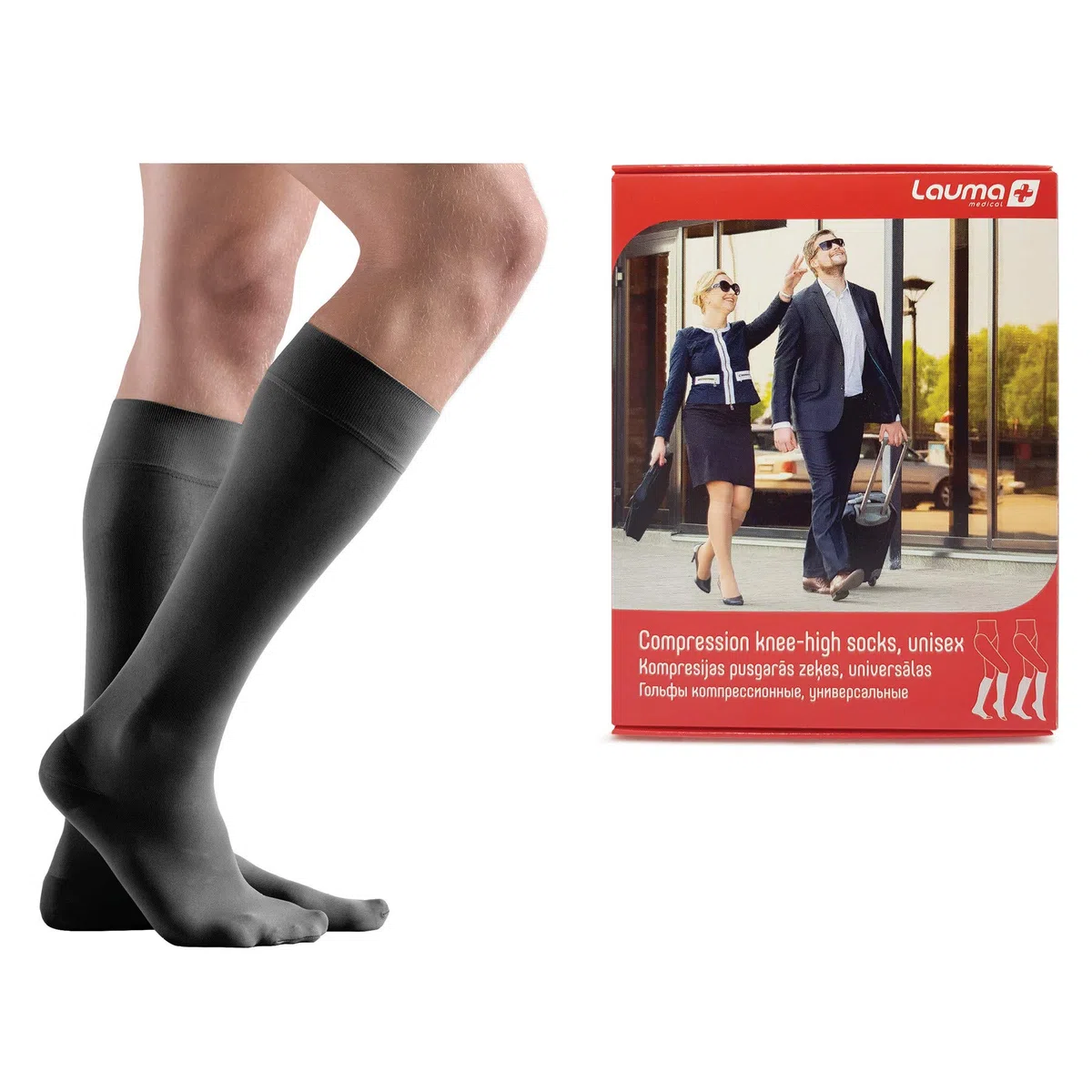 Bas de Chaussettes Graduées Médicales 23-32 mmHg Classe 2 Bout Fermé