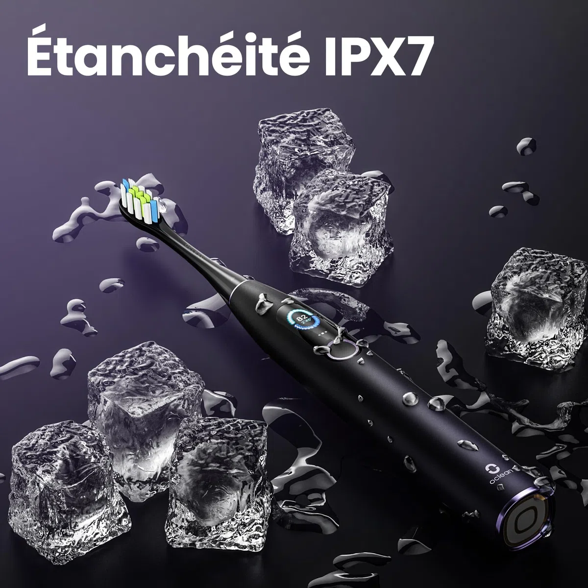 Oclean X Pro Set Brosse à dents électrique, 6 Brosettes et Étui de voyage, 3 Modes et Écran tactile intelligente, Suivi en temps réel, Autonomie 30 jours, Minuteur & Rappel, Set Violet