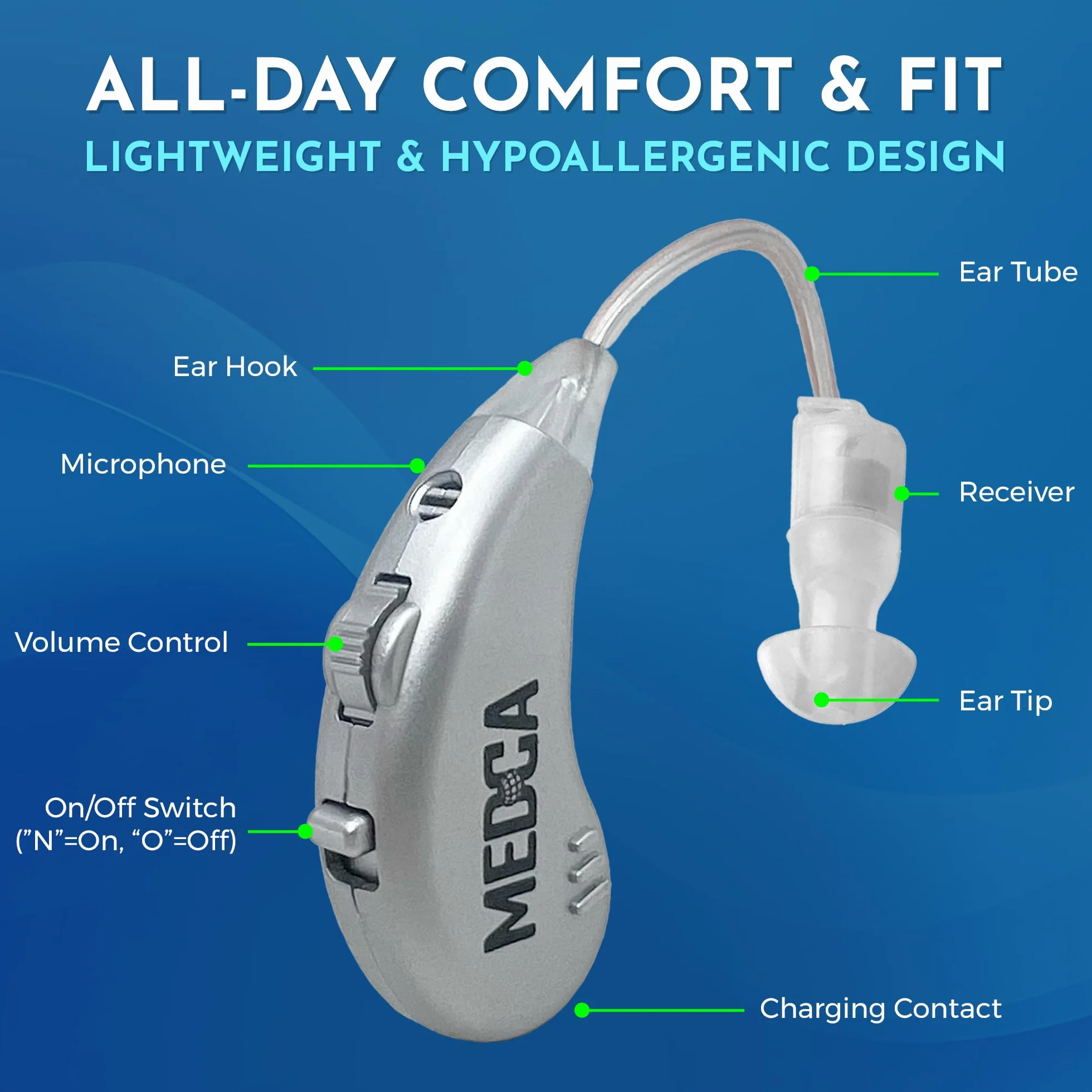 MEDca Premium Active Model "JH339S" pour le sport et l'extérieur, (Argent)