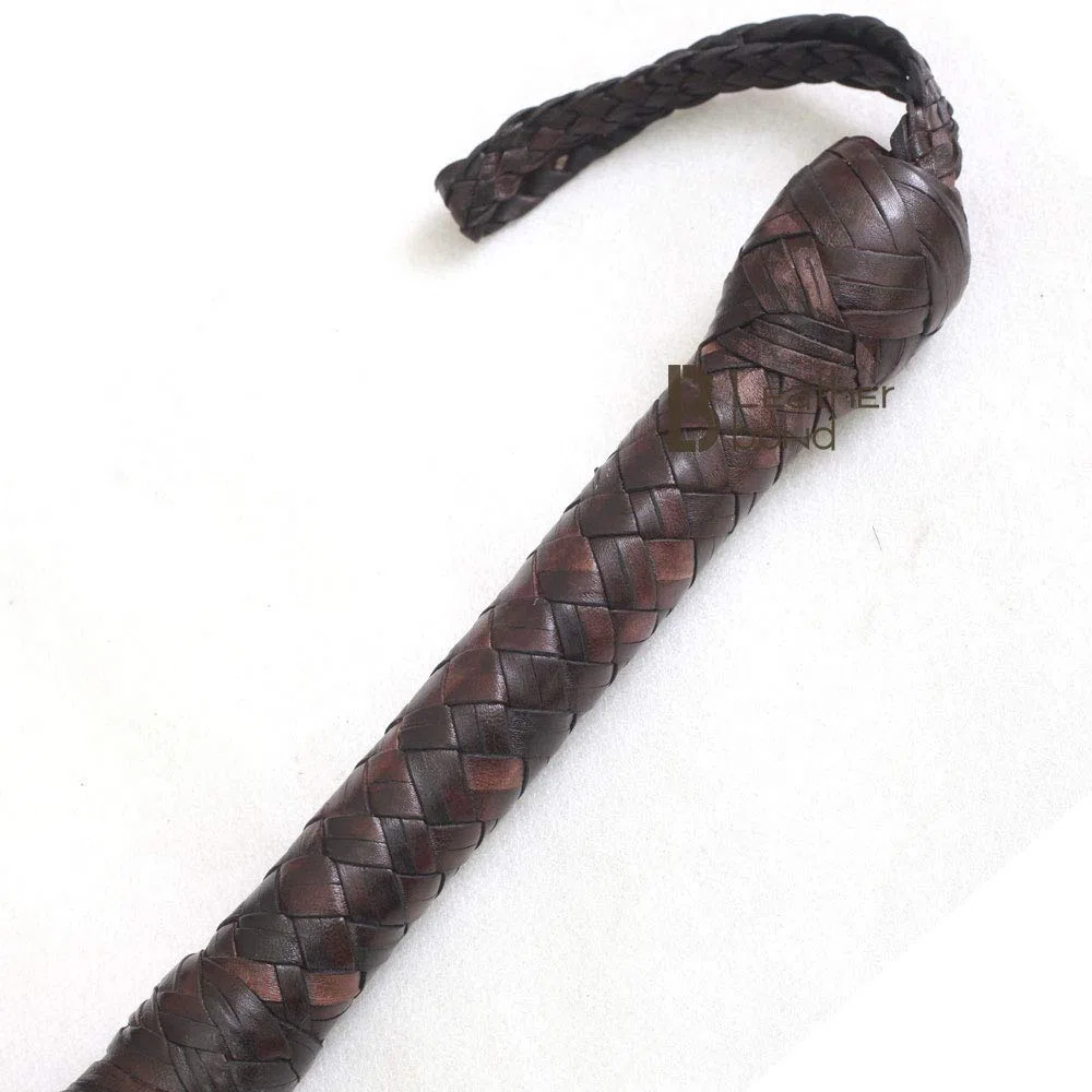 Indiana Jones Fouet en cuir de kangourou 3 m 16 tresses, marron foncé