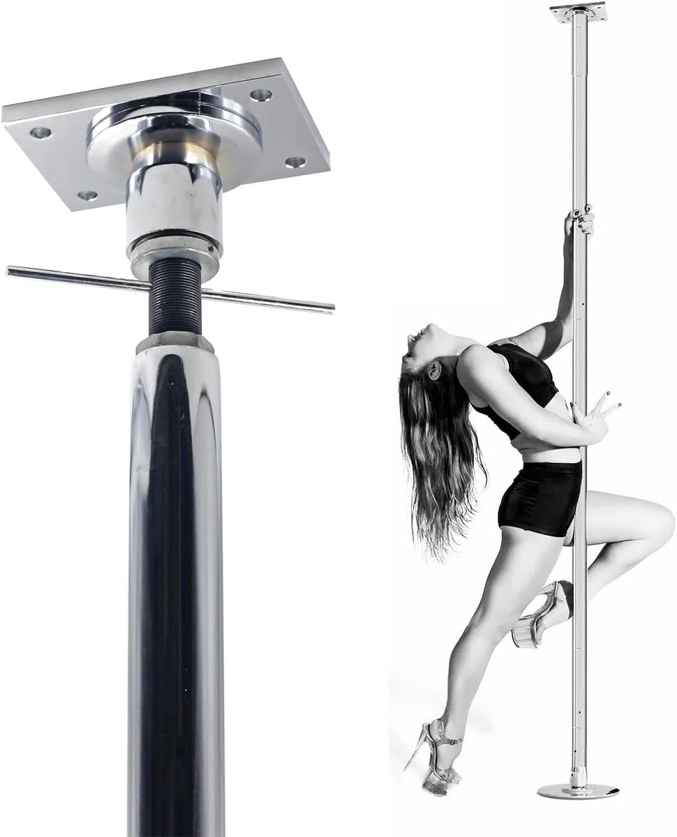 AviiSo Barre de Pole Dance 2,24-3,8m Poteau de Danse Statique Tournant 200kg Argent 3,2M