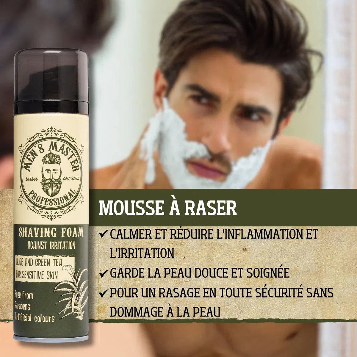 Ensemble-Cadeau de Rasage 3 Pièces pour Homme | Mousse à Raser Hydratante | Lotion Après Rasage | Crème Anti-rides