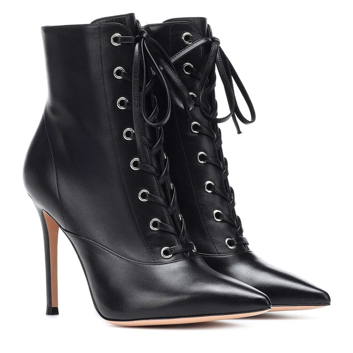 Talon Aiguille Talons Hauts 13CM pour Femmes à Lacets Bout Pointu Bottes à Talons Aiguilles Mat 34-46,Black-40