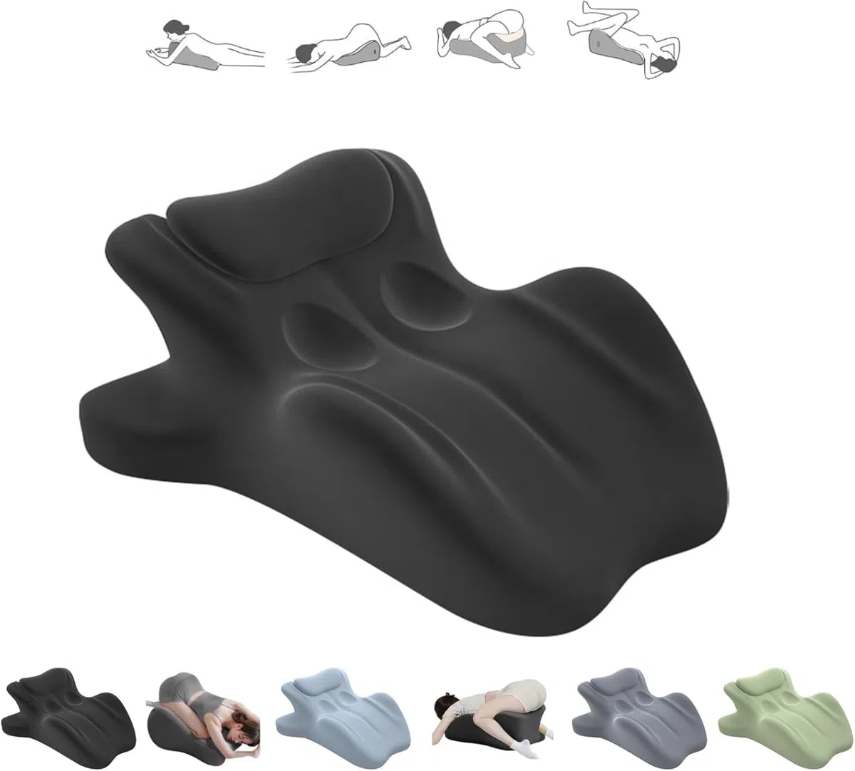 Oreiller de Couple à Mémoire de Forme 27° - Soutien Intimité, Confort Multi-Positions, Noir