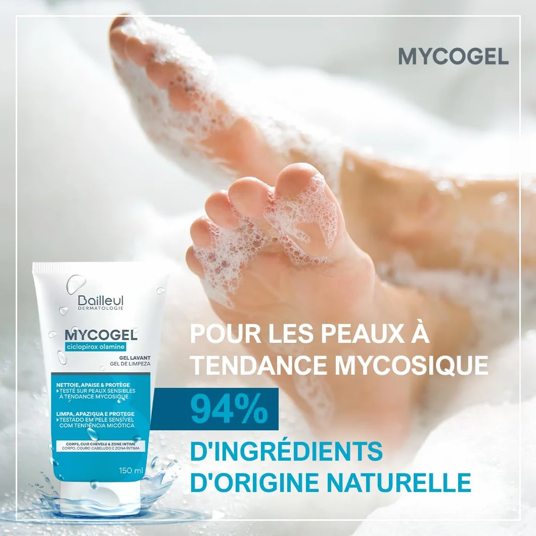Bailleul Mycogel Gel lavant mycoses cutanées Lot de 3 x 150 ml Vegan