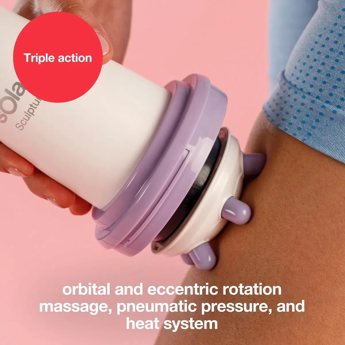 Solac - Appareil de massage anticellulite Sculptural | 1800–3000 RPM | Triple massage | Chaleur | 5 modes | 6 têtes | Design ergonomique | Arrêt automatique | Blanc