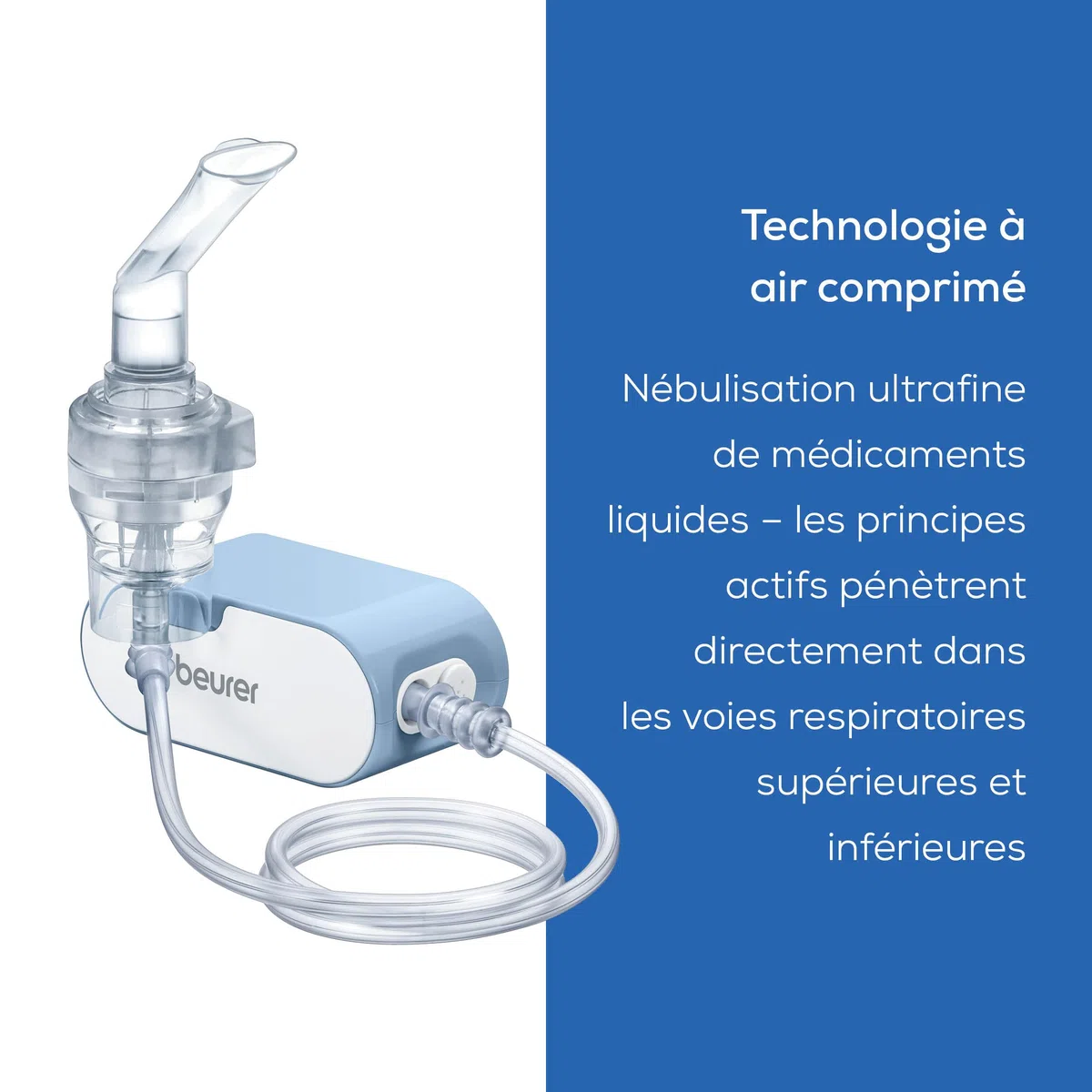 Beurer IH 60 Nébuliseur, inhalateur silencieux et portable, batterie rechargeable, technologie de l'air comprimé par compresseur pour une utilisation en cas de maladies respiratoires