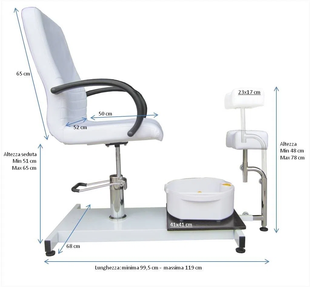 Olimpia Fauteuil podologique pour pédicure avec Baignoire (Blanc)