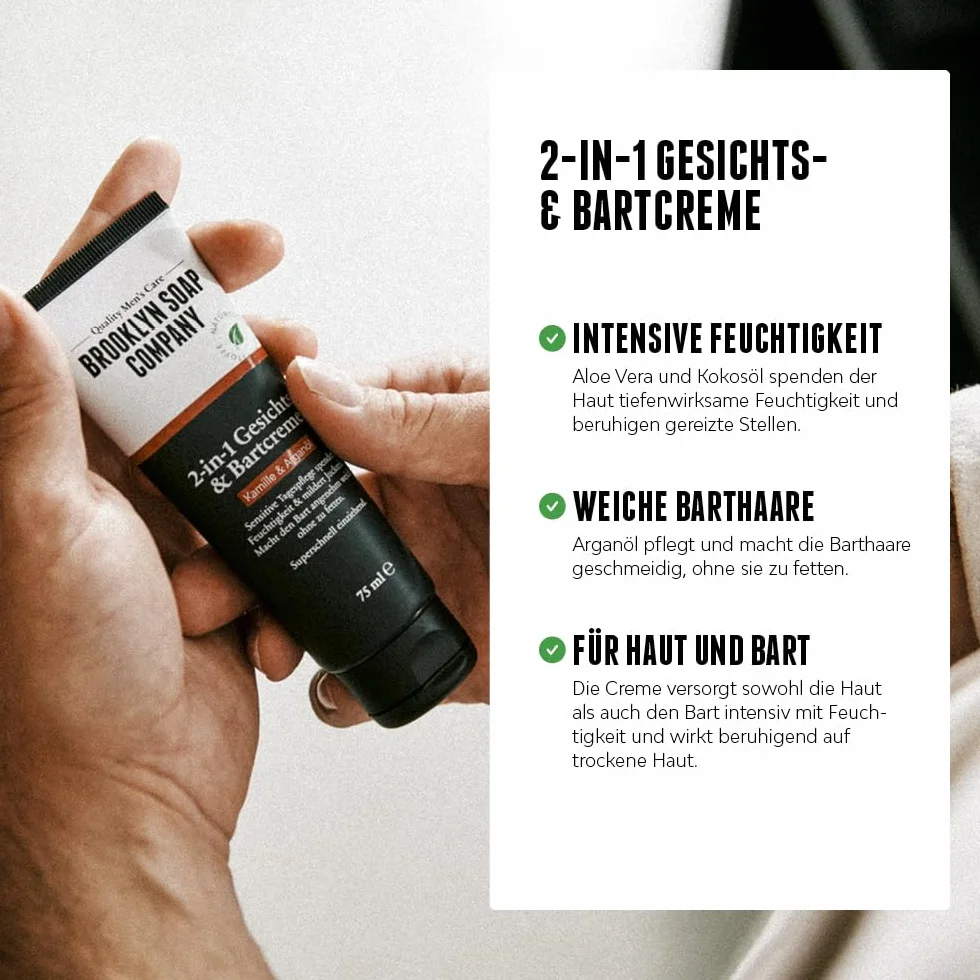 Brooklyn Soap Company Ultimate Beard Box Kit d'entretien de barbe avec huile, shampoing, brosse, cire et crème – Cadeau homme