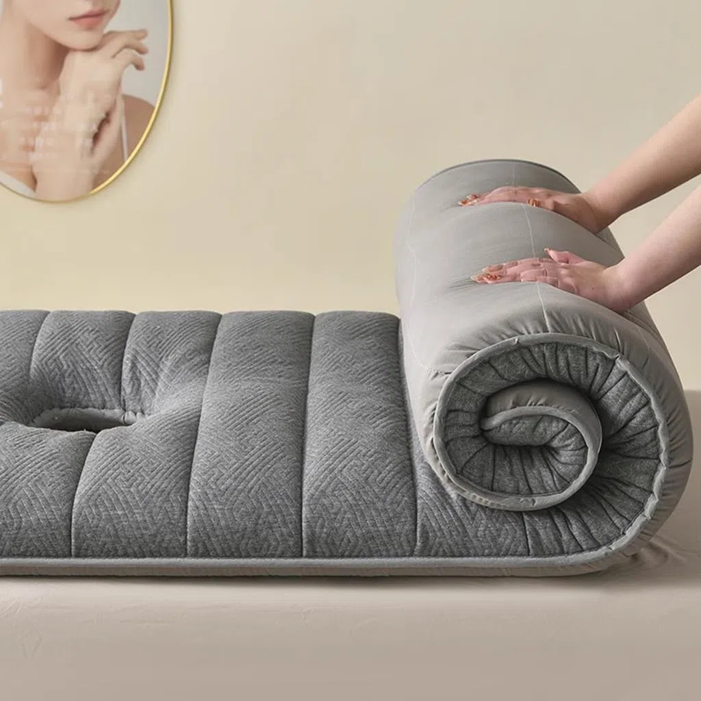 Surmatelas Gris En Mousse À Mémoire de Forme de 6 Cm Pour Lit de Massage, Surmatelas Haute Densité Avec Trou Pour Le Visage Et Sangles Élastiques, Confort Et Soutien Pour Salon de Beauté./Gre