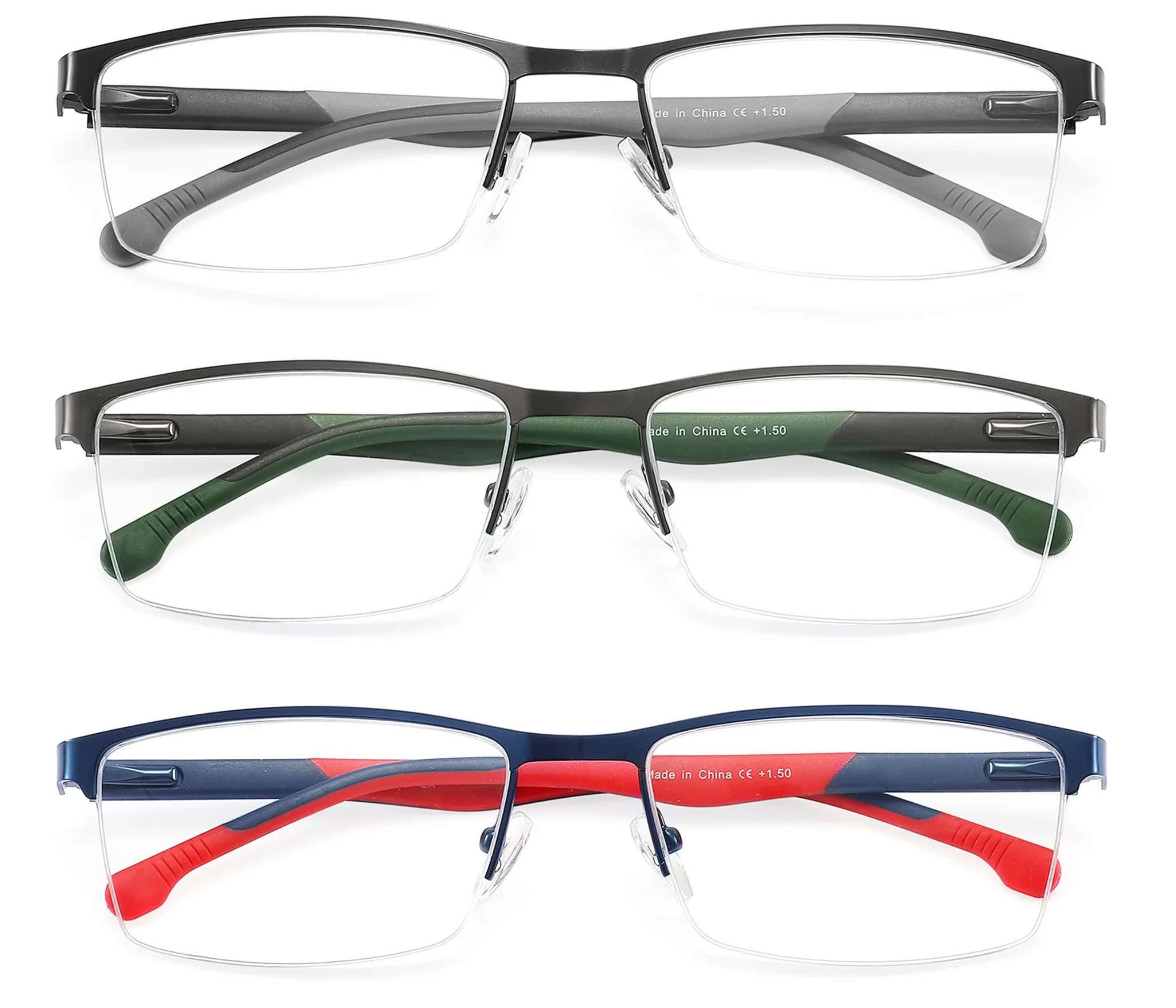 MODFANS Lunettes de Lecture Anti Lumiere Bleue Monture Rectangle Metal 3 Paire