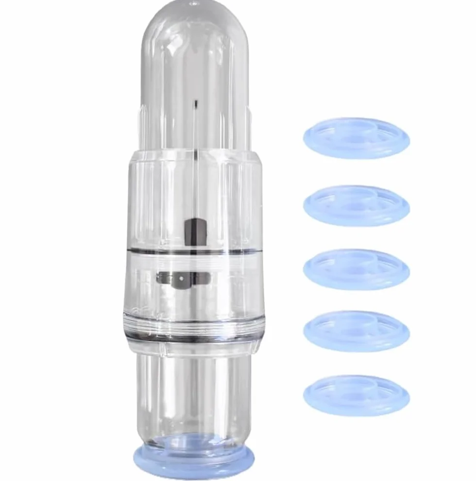 Pompe à Pénis Manuelle avec 5 Anneaux en Silicone – Vakuumpumpe pour Hommes, Stimulation de l’Érection et Allongement