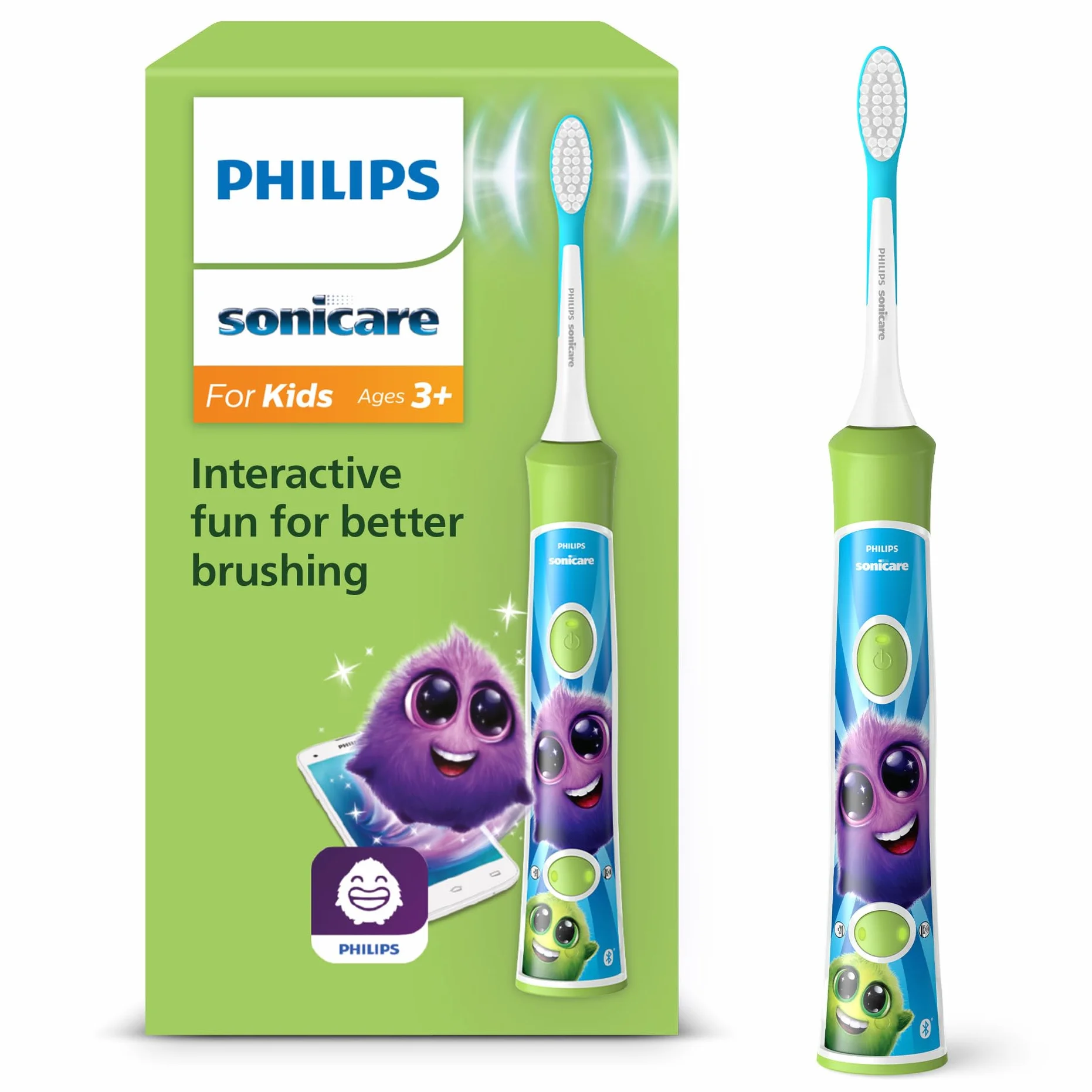Philips Sonicare For Kids brosse à dents électrique sonique HX6352/11 avec KidTimer KidPacer vert
