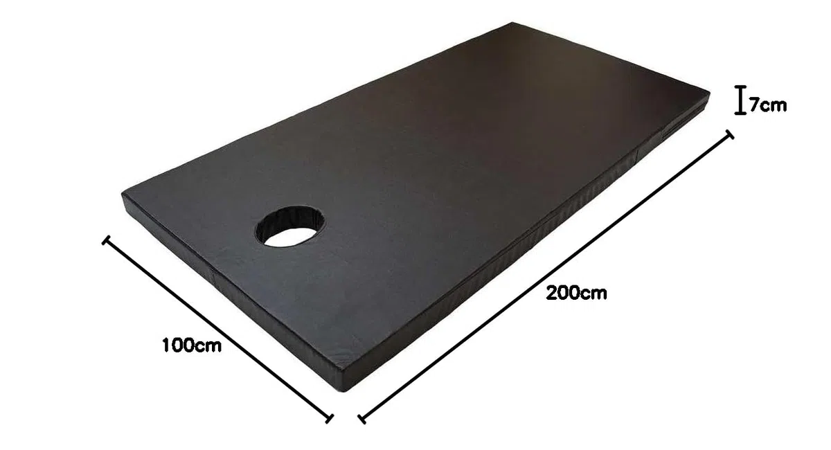 Matelas pour massage thaïlandais avec trou pour le visage & coussin - 200 x 100 x 7 cm pour massage, massage thaïlandais, physiothérapie, spa, yoga, sport