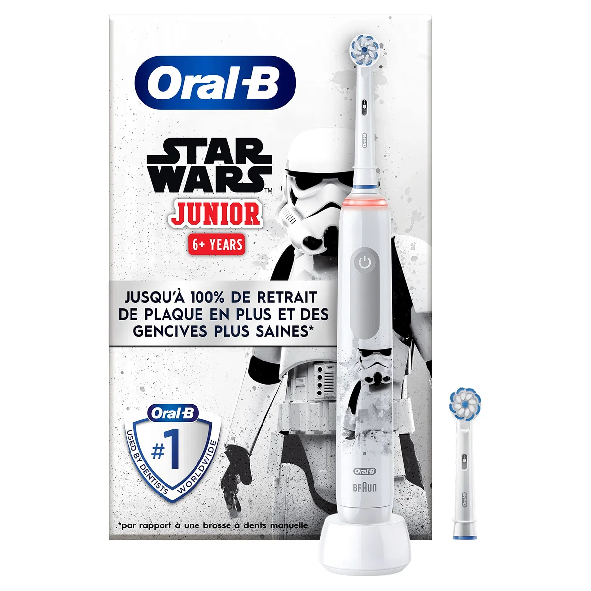 Oral-B Junior Brosse À Dents Électrique, 1 Manche Avec Star Wars, 2 Brossettes, 6 Ans Et Plus