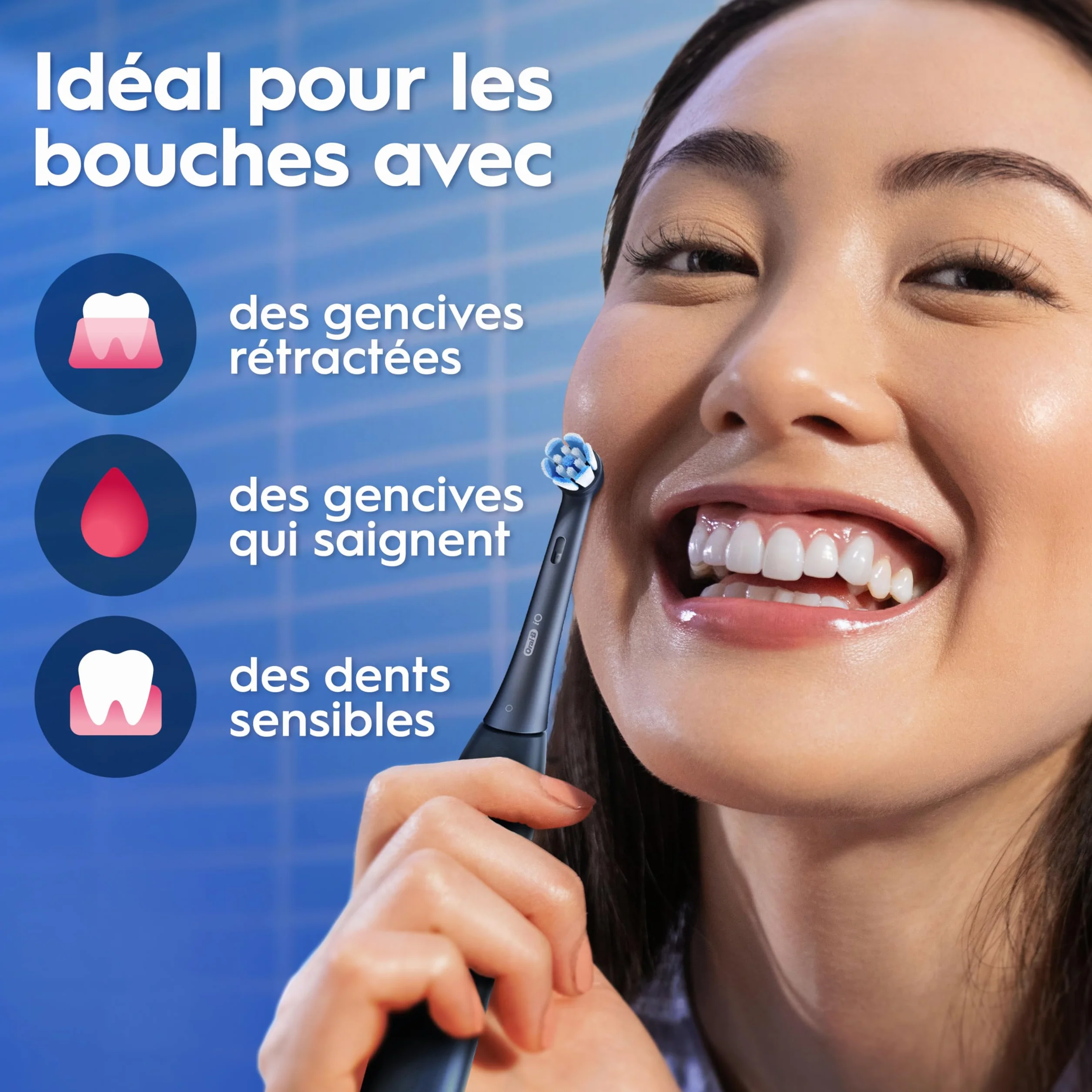 Oral-B Brosse à Dents Électrique iO 3 Noire, 3 Modes Silencieux, Capteur de Pression, Batterie Rechargeable