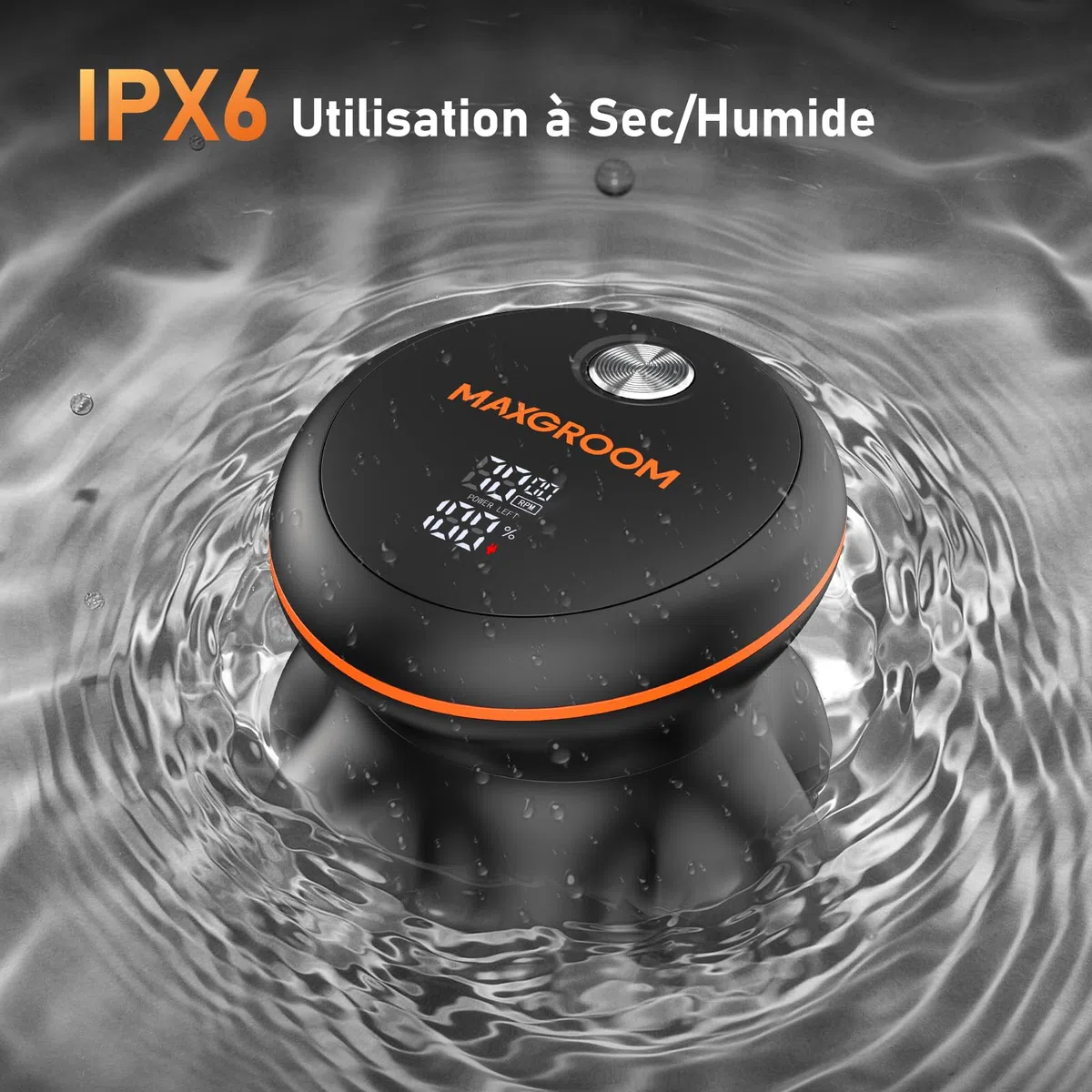 MAXGROOM Rasoir Tête Chauve Homme Électrique Crâne Têtes Flottantes 7D Étanche IPX6 Nettoyage Magnétique 2 Vitesses Noir