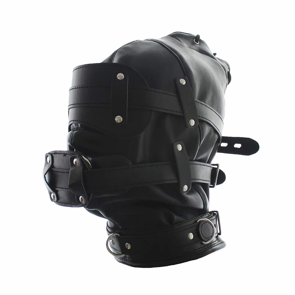 Roluck Masque de bondage avec gode bouche bâillon 3 serrure masque de tête SM réglable pour couple fétiche jouet sexuel (L)