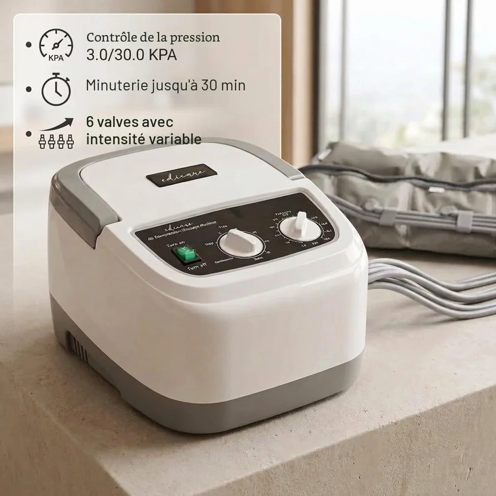 Edicare Bottes Pressothérapie Drainage Lymphatique Appareil Massage Jambes Pieds Fatigués