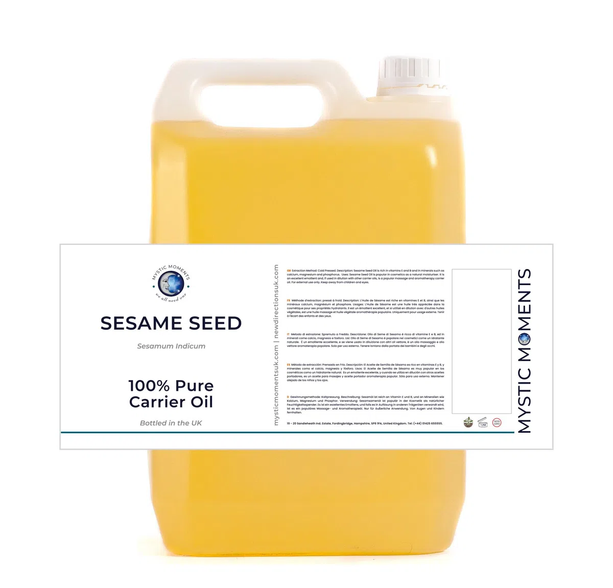 Mystic Moments Huile de graines de sésame - 10 litres - 100 % pure.