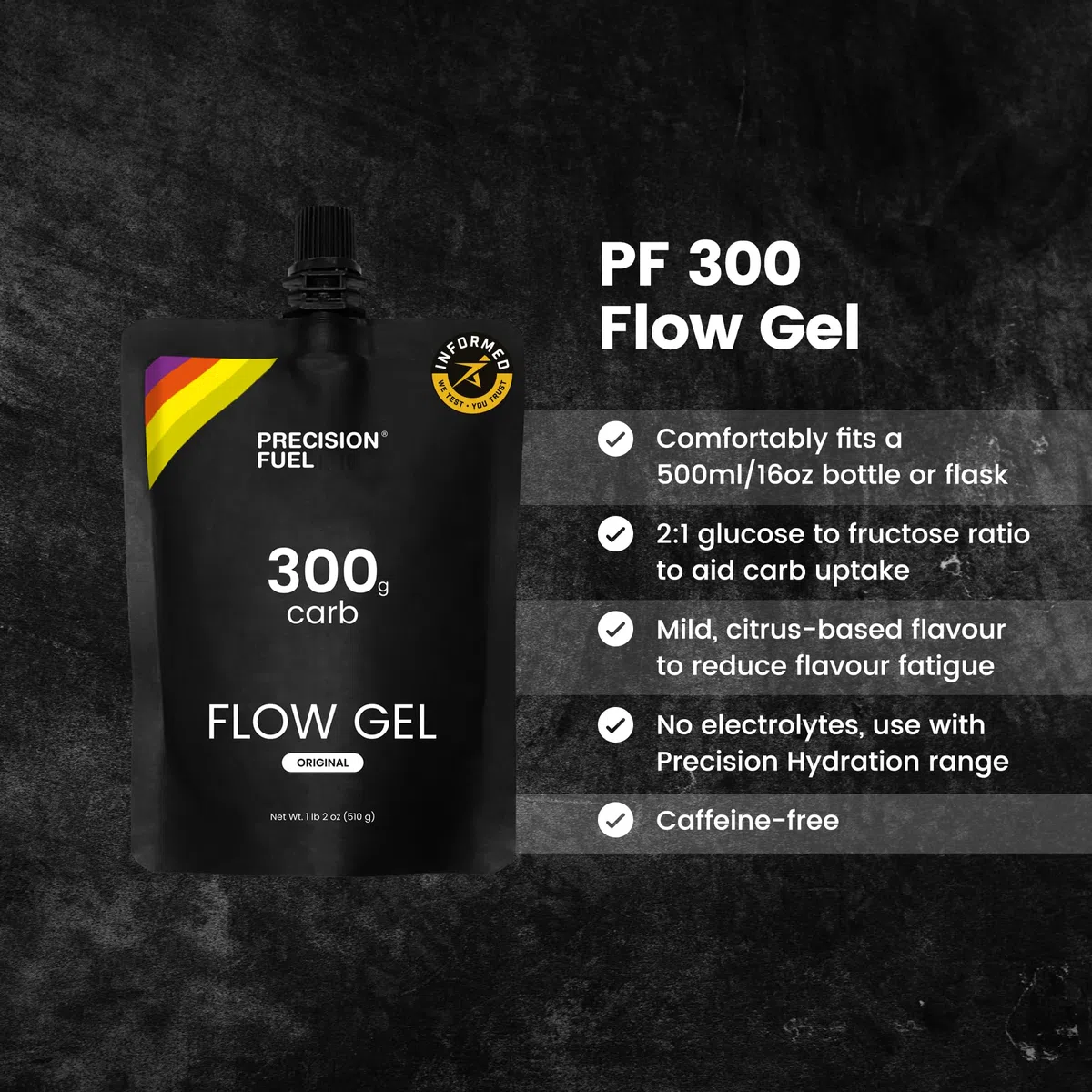 Gel Énergétique Precision Fuel 300 Flow - Goût Léger, Gels pour Coureurs et Sports d'Endurance, 300g de Glucides, Facile à Digérer, Parfait pour la Course (Pack of 1)