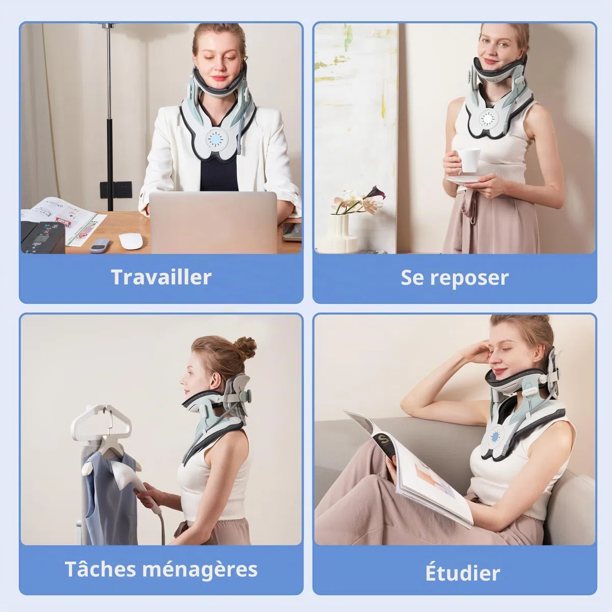 Holdsound Dispositif de traction cervicale, un appareil de traction du cou réglable manuellement, qui soulage efficacement les douleurs au cou, facile à utiliser, utilisé debout, assis ou en