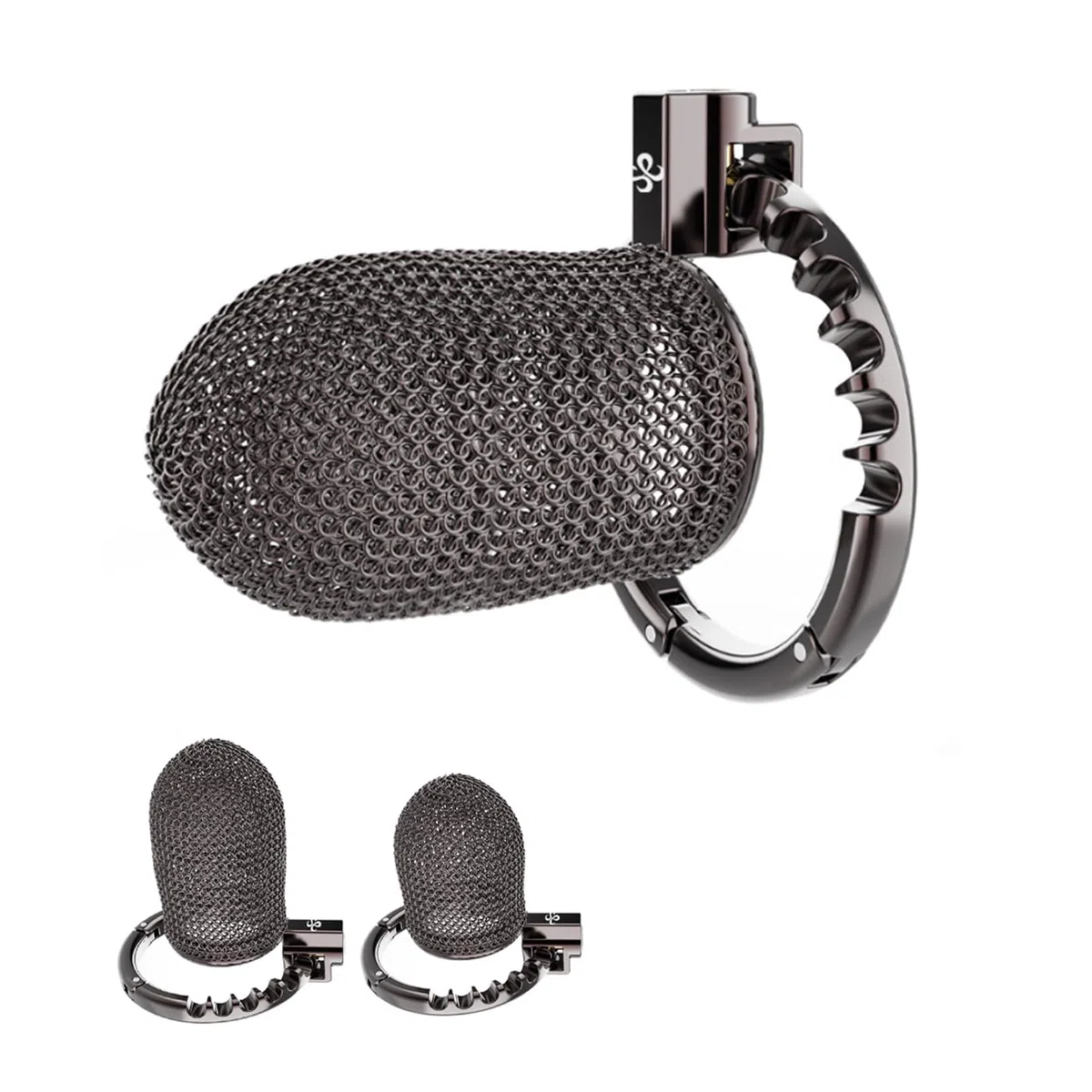 Cage à pénis en 2 longueurs Mesh Chastity Cage hommes sextoys avec 7 tailles réglables anneau métal cage de chasteté pour hommes pénis SM Bondage (L)