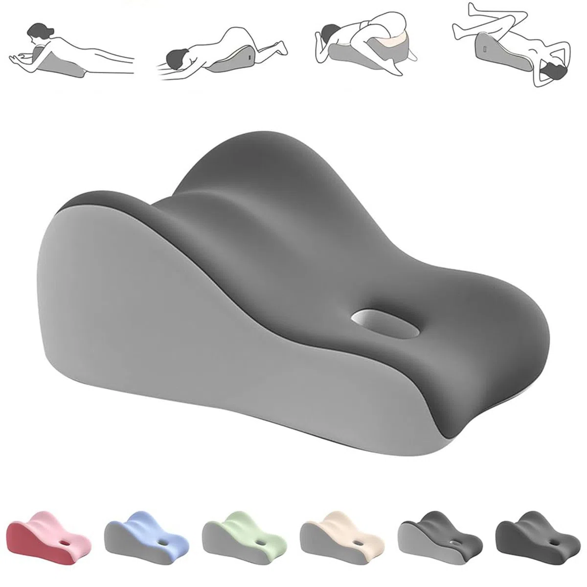 Oreiller Lombaire Couples Mémoire de Forme 49x40x23cm Gris