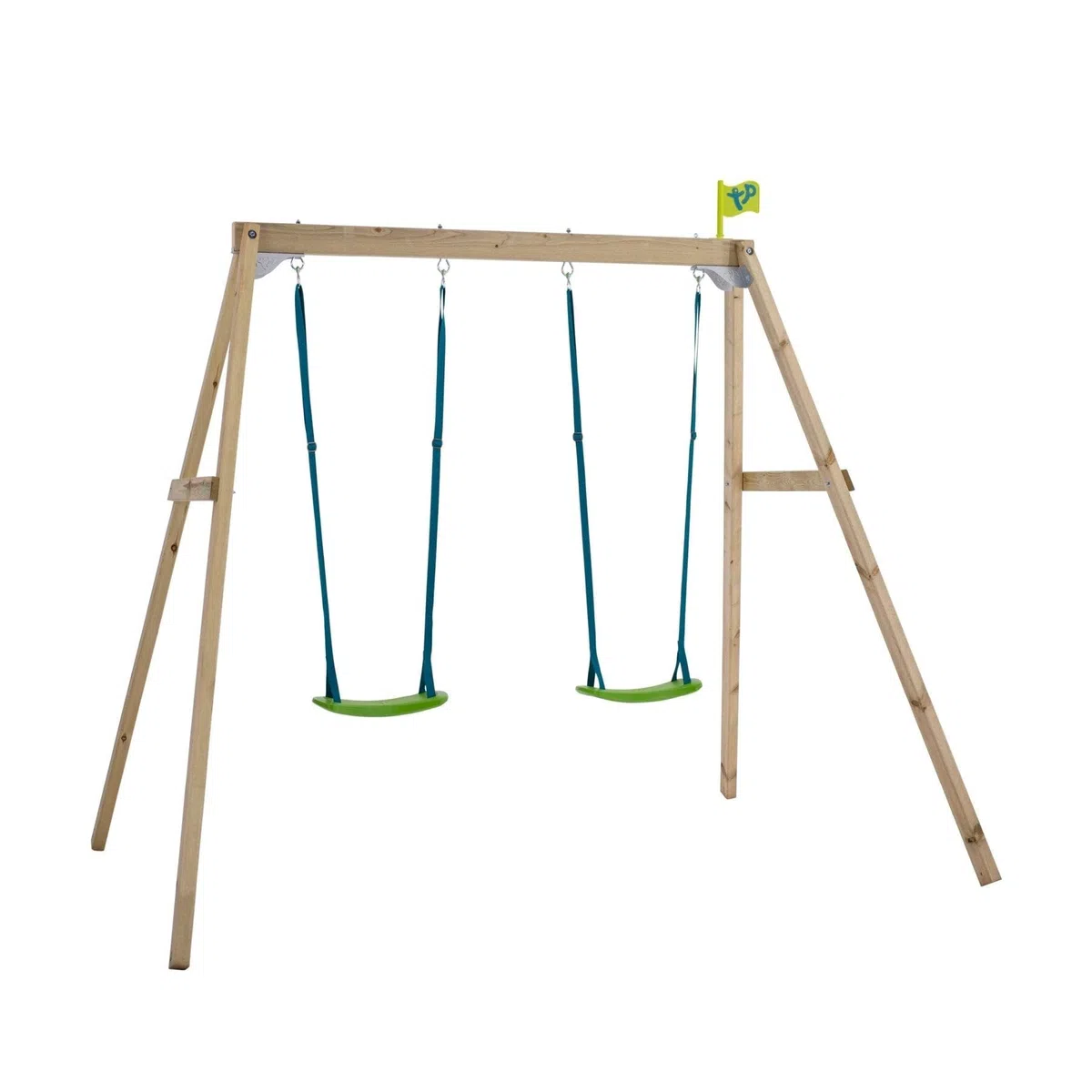 TP Toys Portique Forest en Bois avec 2 Balançoires Réglables et Kit d’Ancrage – Hauteur 200 cm – Jouet Extérieur pour Enfants dès 3 Ans – Bois Européen FSC, Traitement Autoclave