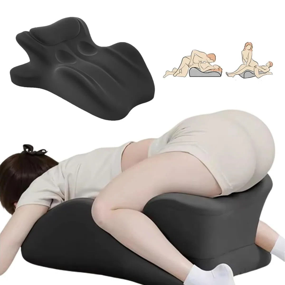 Coussin sexuel pour couples avec angle 27°, soutien ergonomique, oreiller multifonction (Noir)