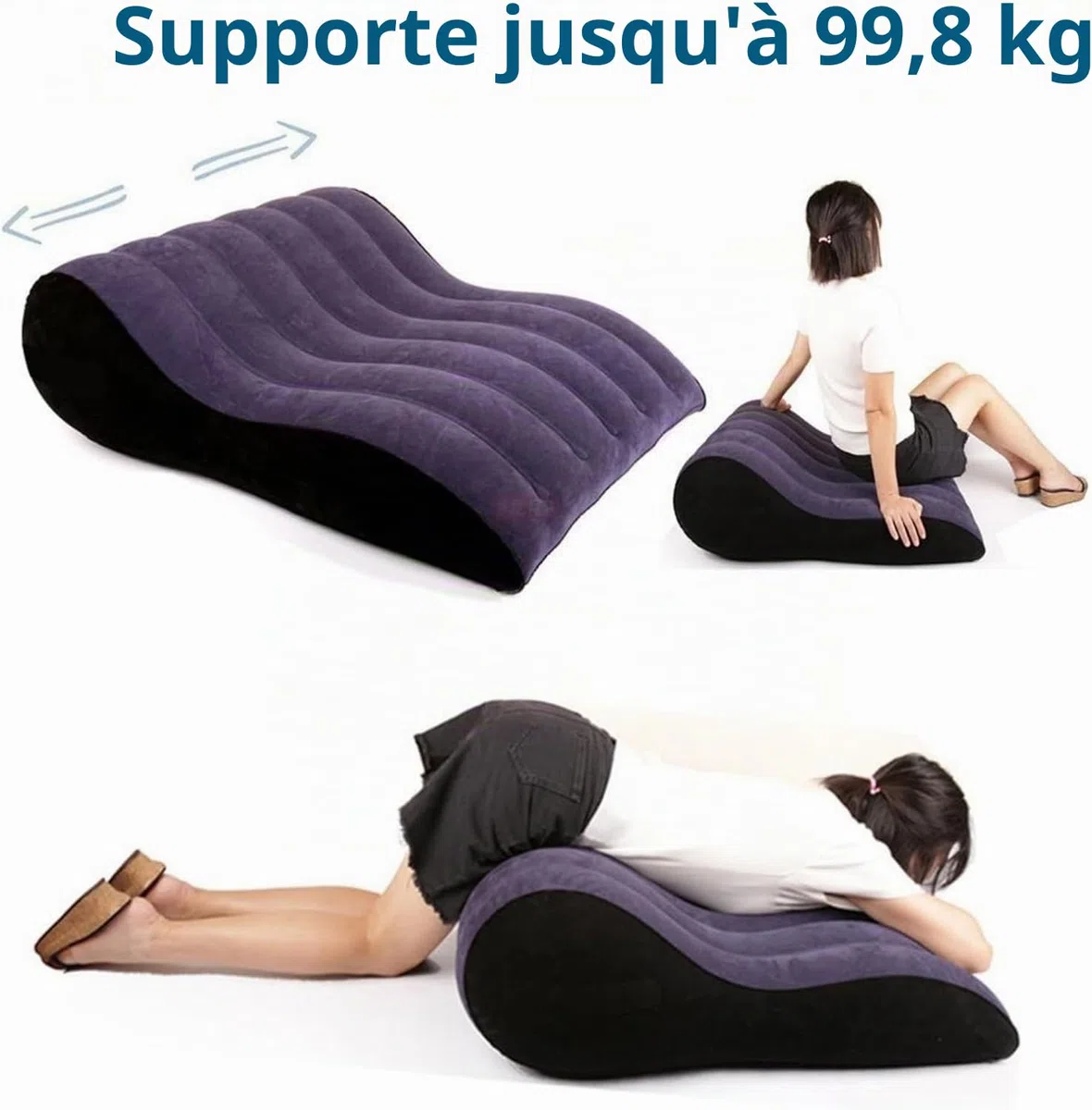 Coussin sexuel gonflable en PVC floqué pour positionnement des couples