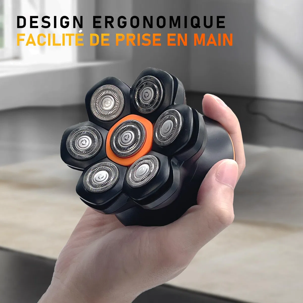MAXGROOM Rasoir Tête Chauve Homme Électrique Crâne Têtes Flottantes 7D Étanche IPX6 Nettoyage Magnétique 2 Vitesses Noir