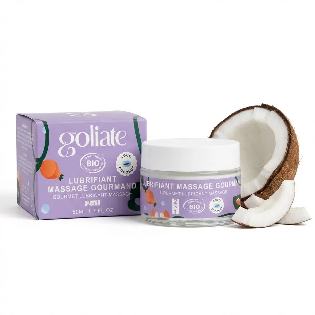 Goliate Huile de Massage Comestible et Lubrifiant Intime 2en1 Bio 50ml — Le Couple Gourmand, Certifié COSMOS ORGANIC par Ecocert, Végan, Fabriqué en France