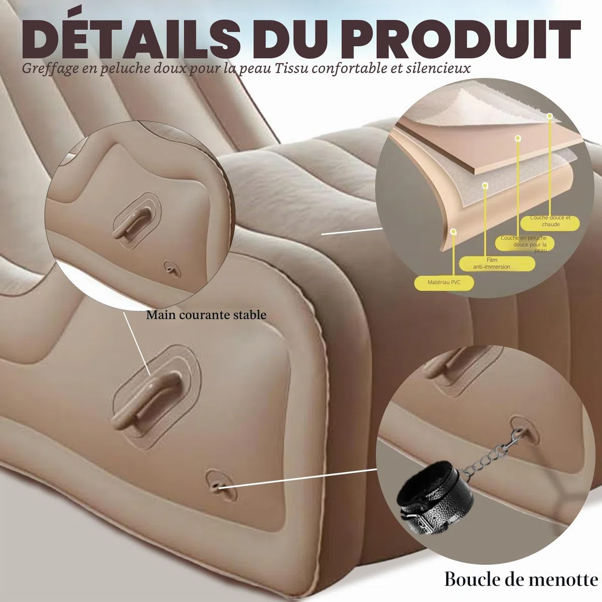 Canapé Gonflable Sexuel avec Pompe Électrique Automatique Mobilier BDSM Bondage pour Couples