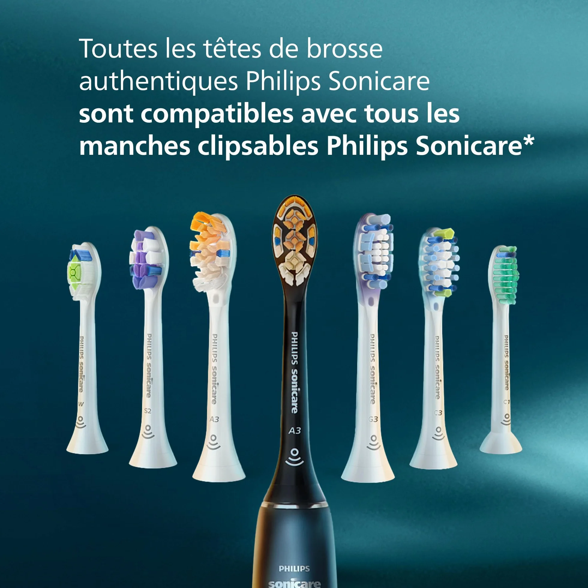 Philips Sonicare C1 ProResults têtes de brosse à dents de rechange d'origine blanc lot de 8 HX6018/87